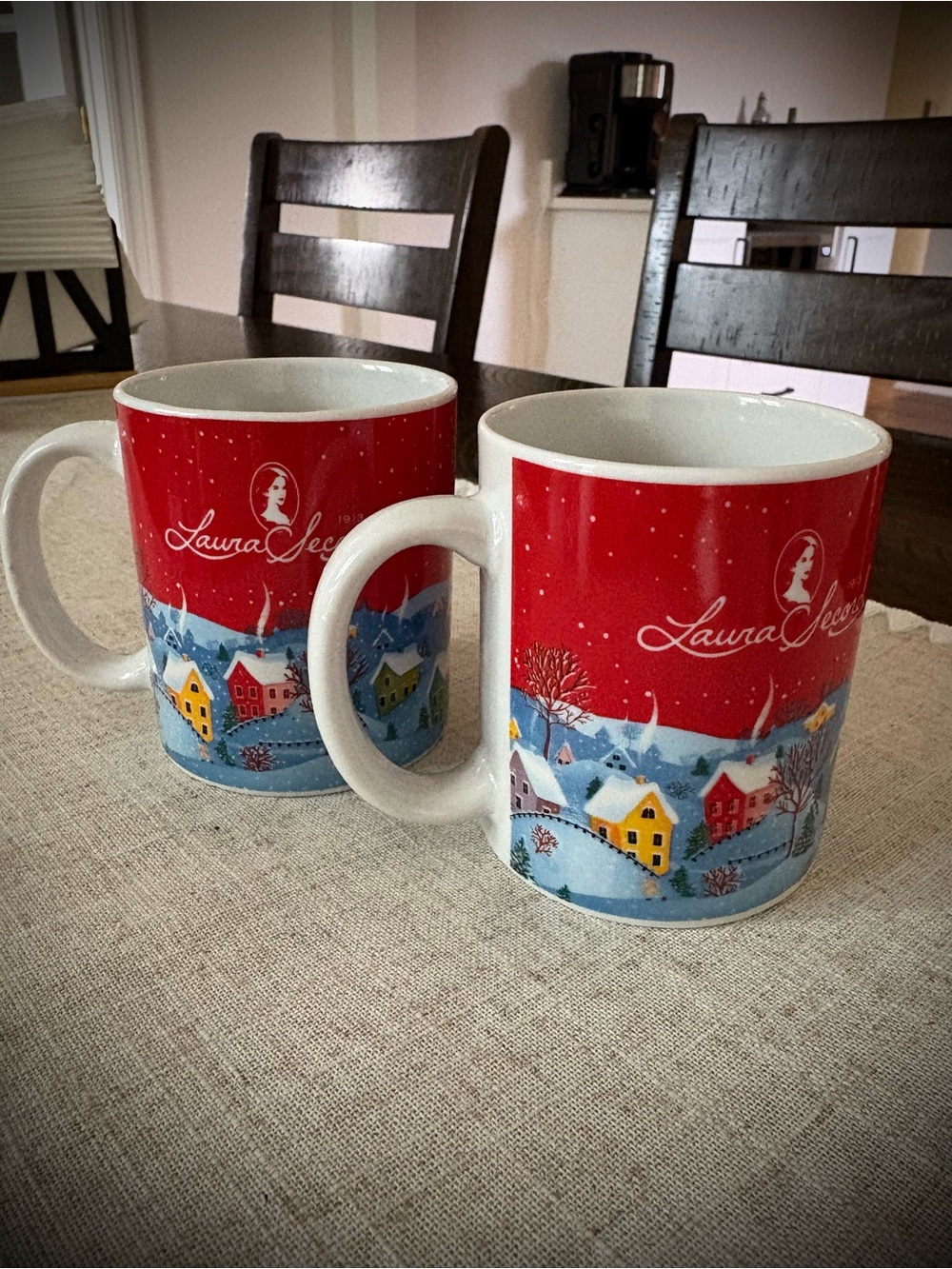 Laura Secord Red Winter Village Ceramic Coffee Mug - Set of 2 collectibles